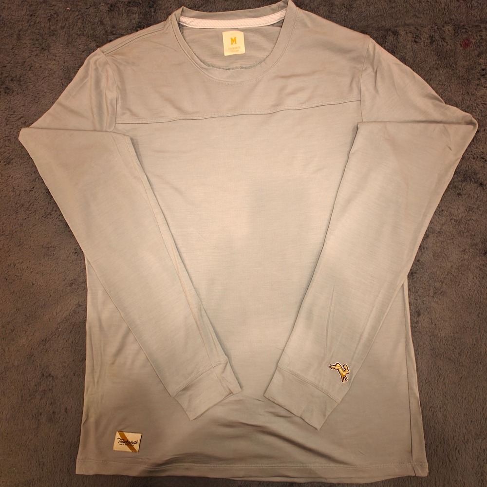 89% Wool Tracksmith Harrier Long Sleeve Running Shirt Blue Merino Wool Mens M